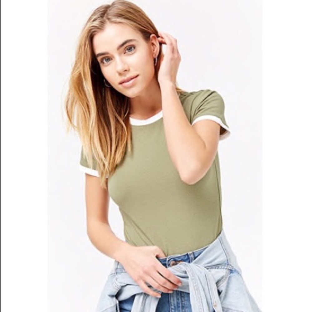 Olive green ringer tee / forever 21